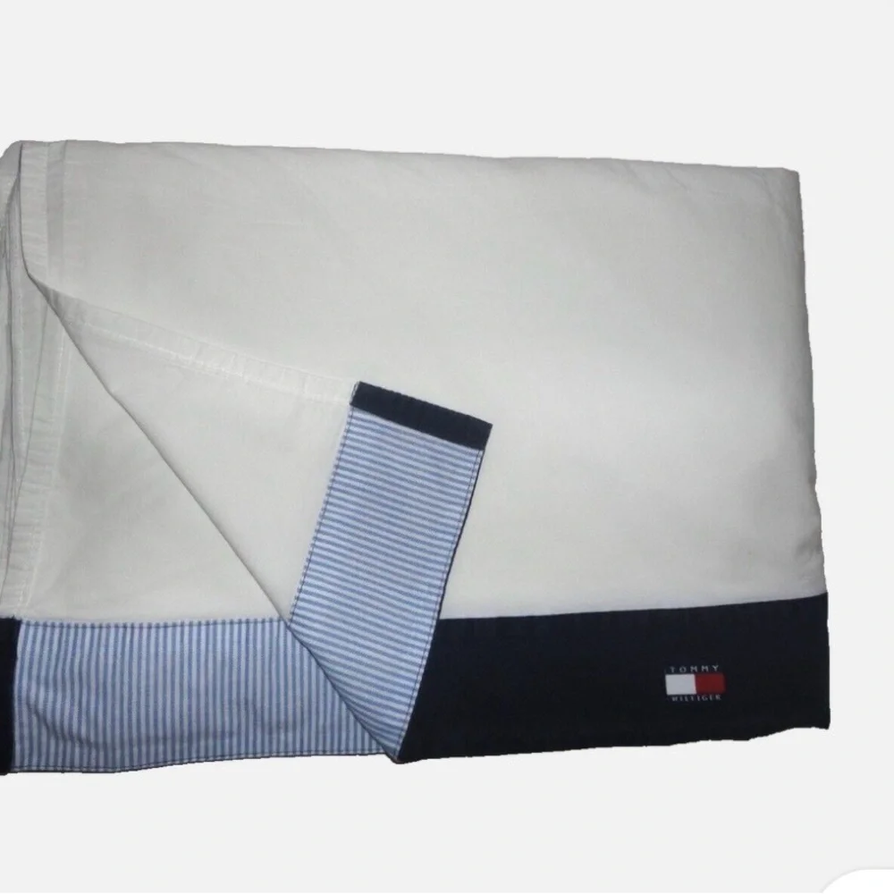 3-1 Deal TOMMY HILFIGER FLAG BLUE WHITE OXFORD STRIPES (1) FULL FLAT SHEET